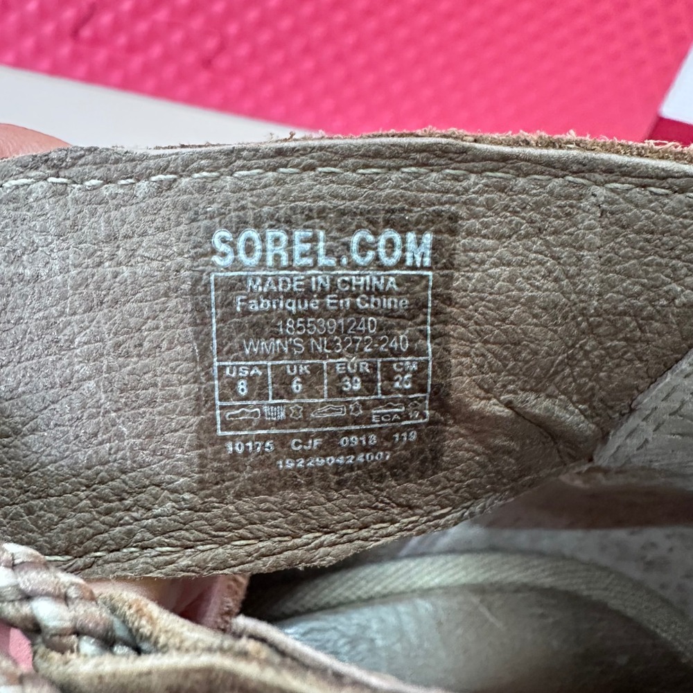 Boho Sorel Joanie II Lace Wedge Sandals Brown Leather Women Size 8 - Picture 6 of 11